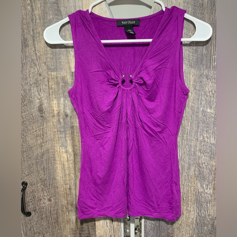 WHBM Magenta / Purple Sleeveless Shirt With Metal Detail XXS